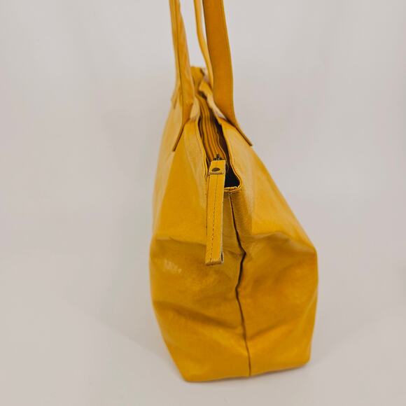 Latico Mustard Yellow Leather Zip Tote Bag Double Shoulder Strap Minimalist Norm - Picture 5 of 11